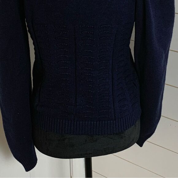 Truth Republic Pleated Puff Sleeve Cardigan Navy Blue woman’s size large preppy - Picture 5 of 13